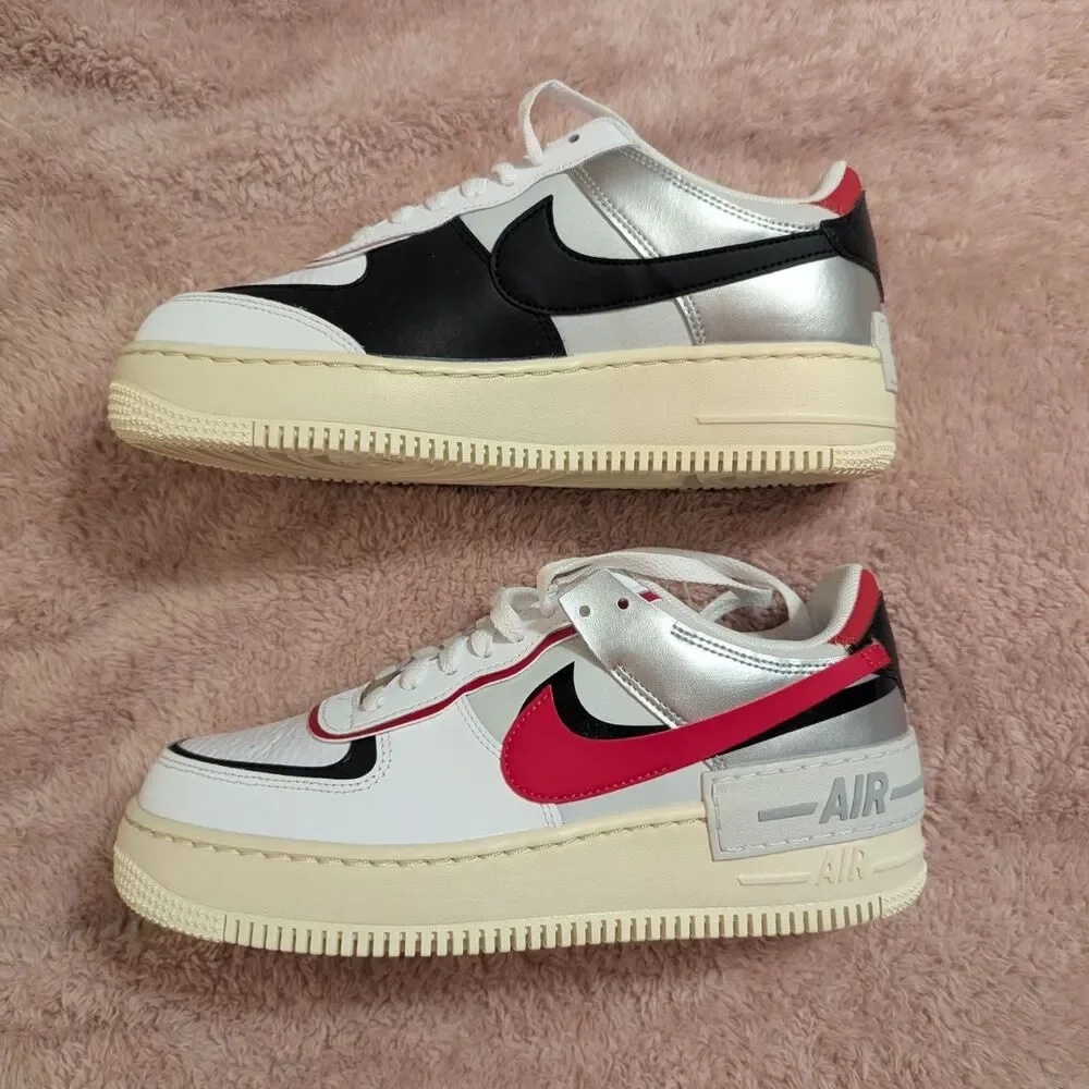 Nike Air Force 1 Shadow - White / Silver / Gym Red (Women's 8.5) - Picture 3 of 8